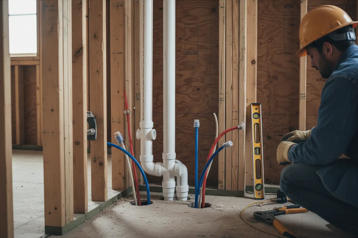 Drain and supply rough-in during Drain Cleaning in Davison